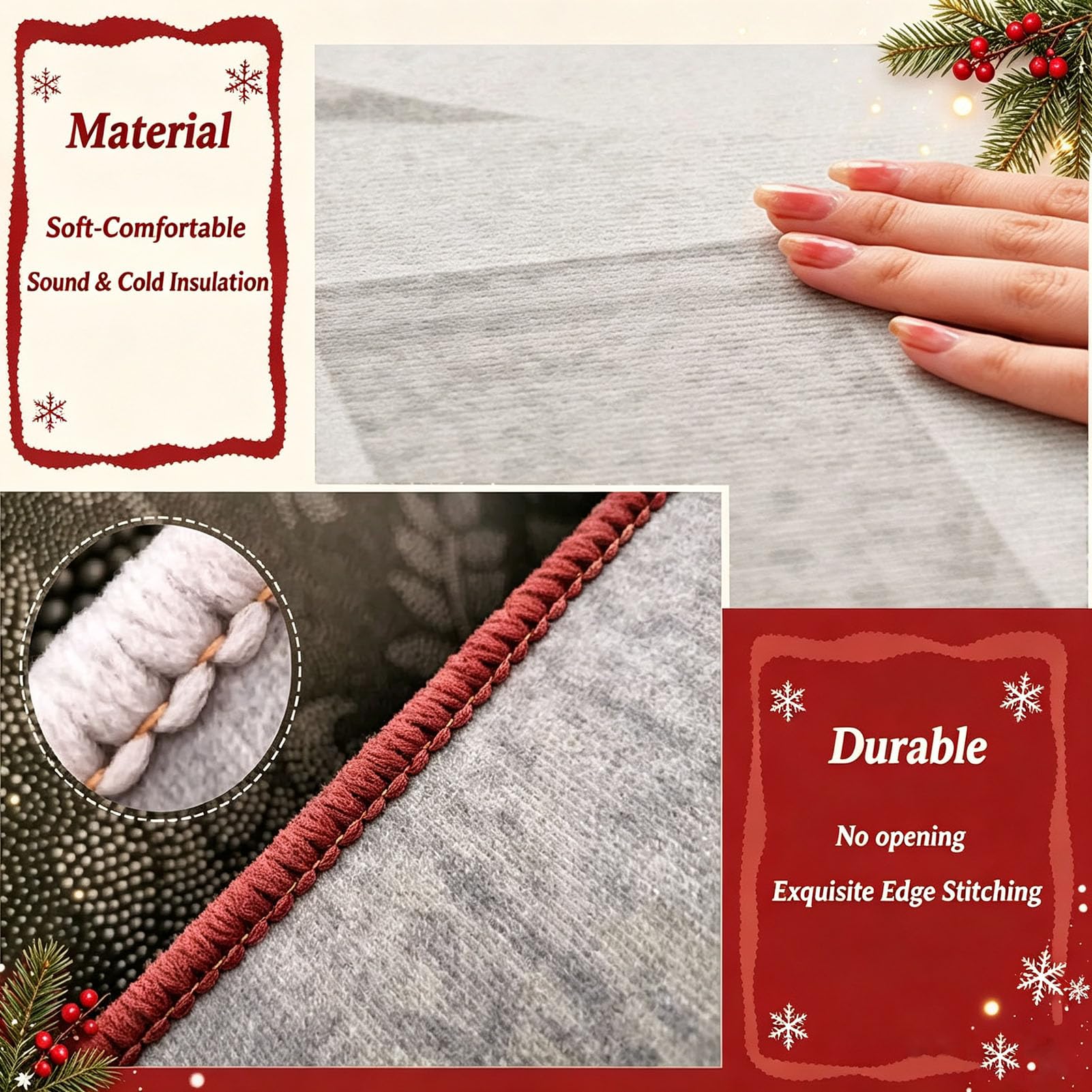 Tapis de sol rond 3D festif de Noël, motif Père Noël et feu de camp,120cm