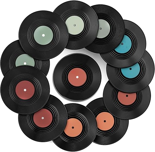 Facmogu 12 discos de vinilo falsos en blanco de 7 pulgadas, discos decorativos de vinilo vintage para arte de pared, discos lisos de plástico para