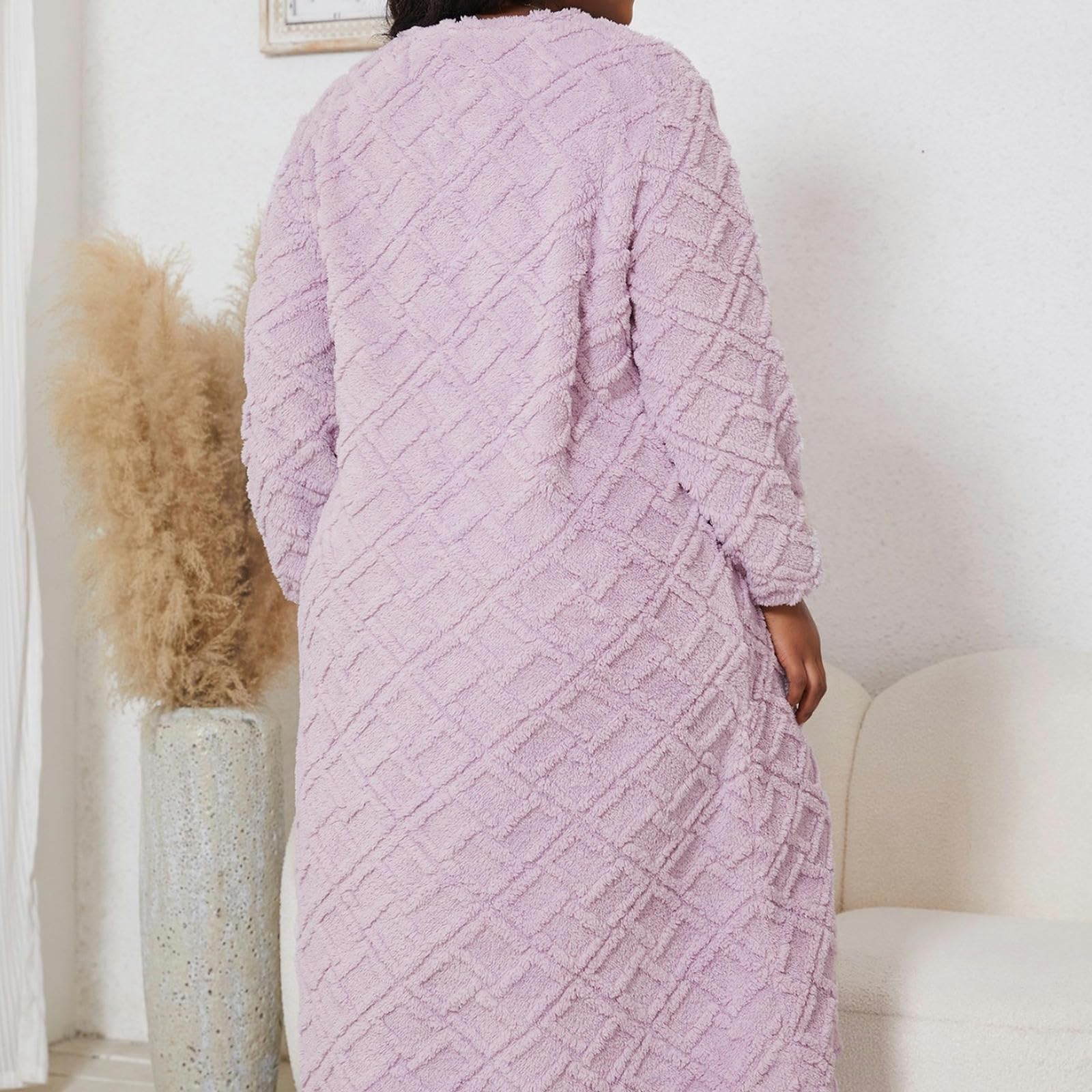 Pigiami da Donna Long Boungewear Comodo Cotone da Notte in Cotone Donna Autunno E Inverno Comodi Pigiami da Donna Calda-viola-2xl