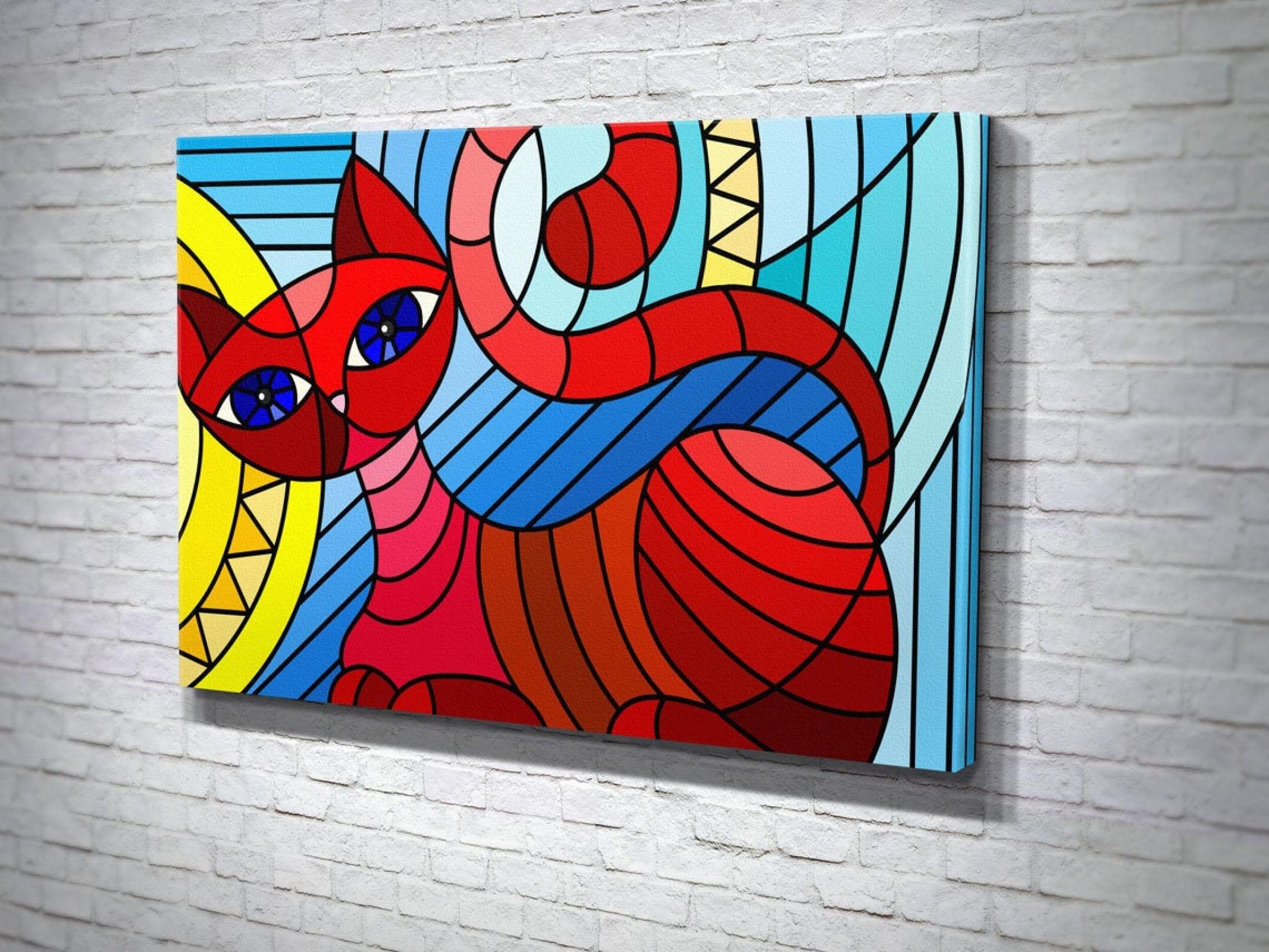 Amazon｜モダン 飾り絵 アートパネル カラフルなストライプの抽象的な  