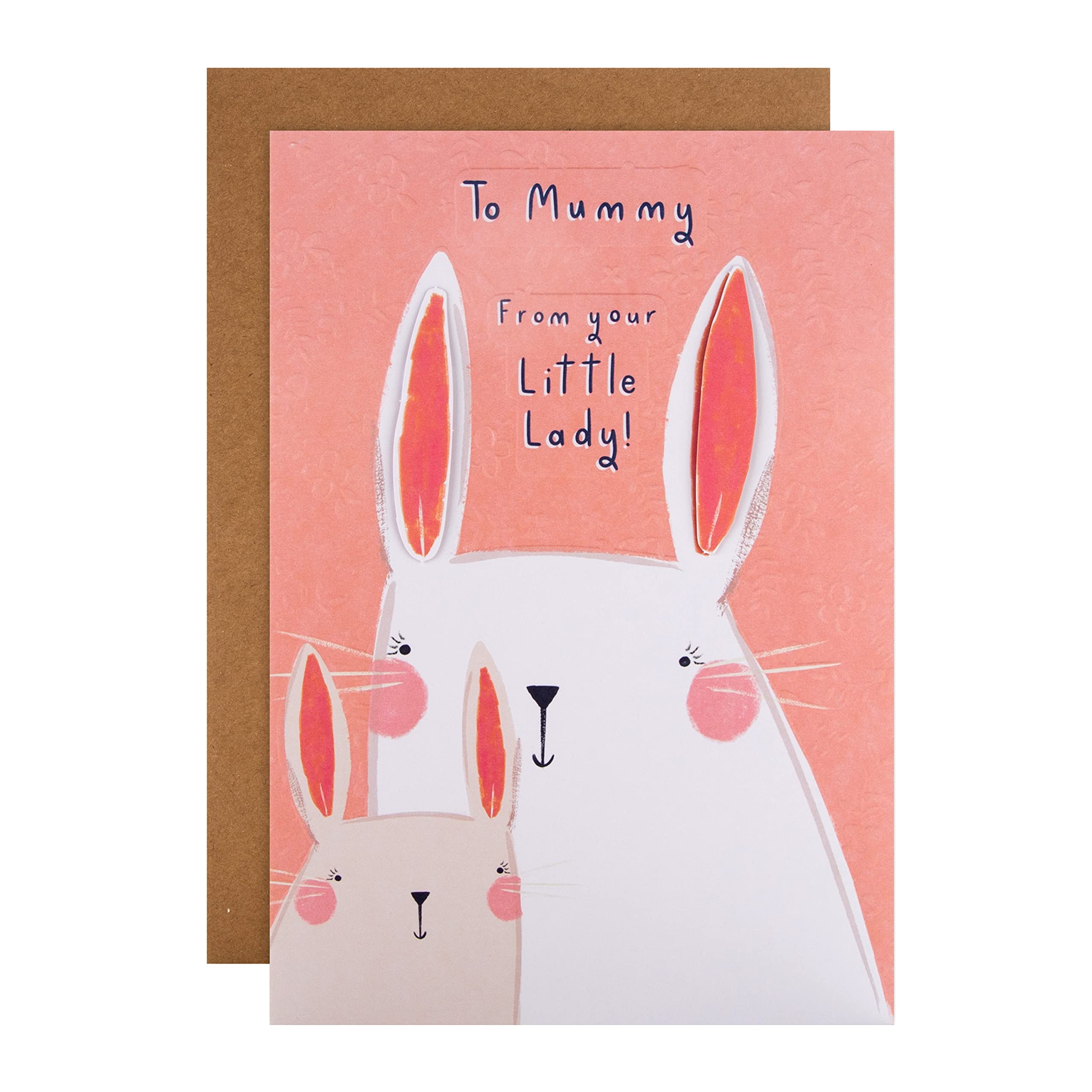 Hallmark Mothers Day Card for Mummy from Daughter, Cute Illustrated Bunny Rabbits Design, Pink