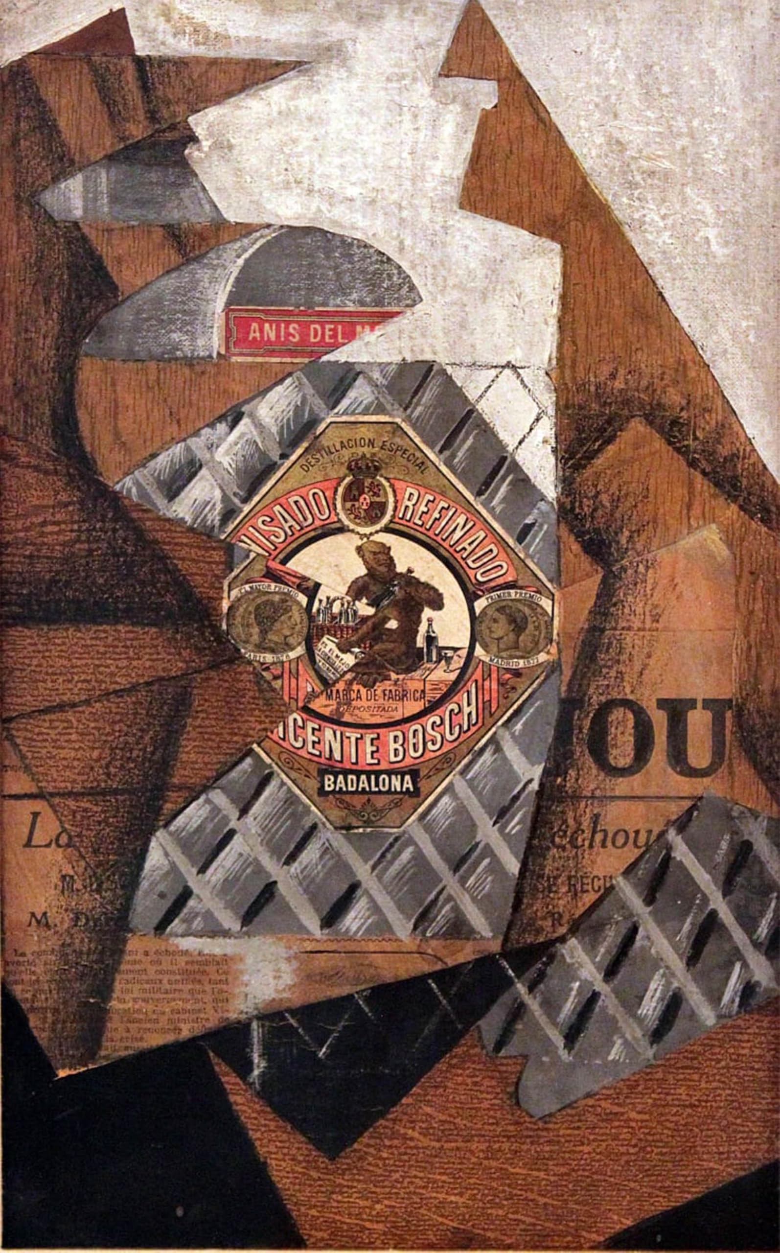 SERENDIPITP Vintage Wall Art Canvas Nordic Poster Canvas Print Picture Bottle of Anis Del Mono by Juan Gris Wall Art Poster for Home Decor 60x90cm