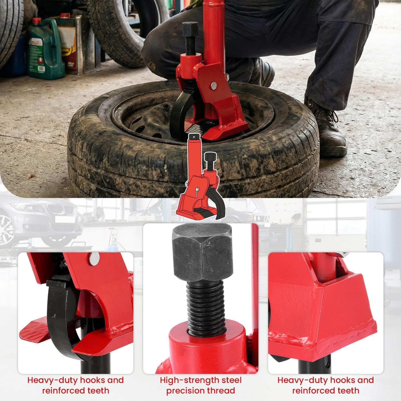 Strumento manuale per smontagomme per pneumatici, strumento portatile per ruote da 97-107 cm, strumento di riparazione pneumatici resistente con sistema di leva, per auto, camion, trattore, ATV, SUV