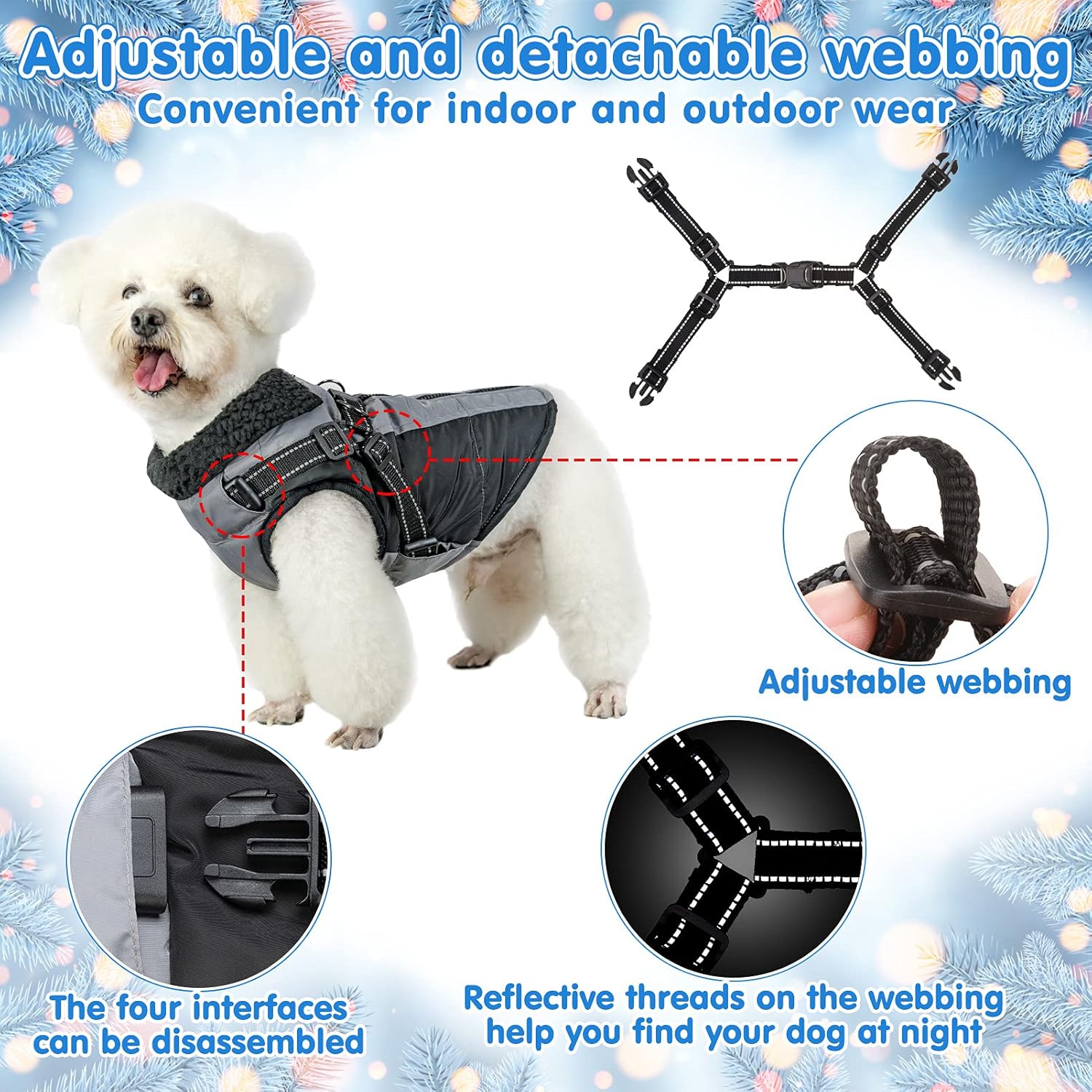 Dog Cold Weather Coat - Dog Winter Coat Clothes Windproof Cozy Warm Jacket, Reflective Waterproof Turtleneck Outdoor Apparel with D Ring Leash for Small Medium Large Dogs : Pet Supplies