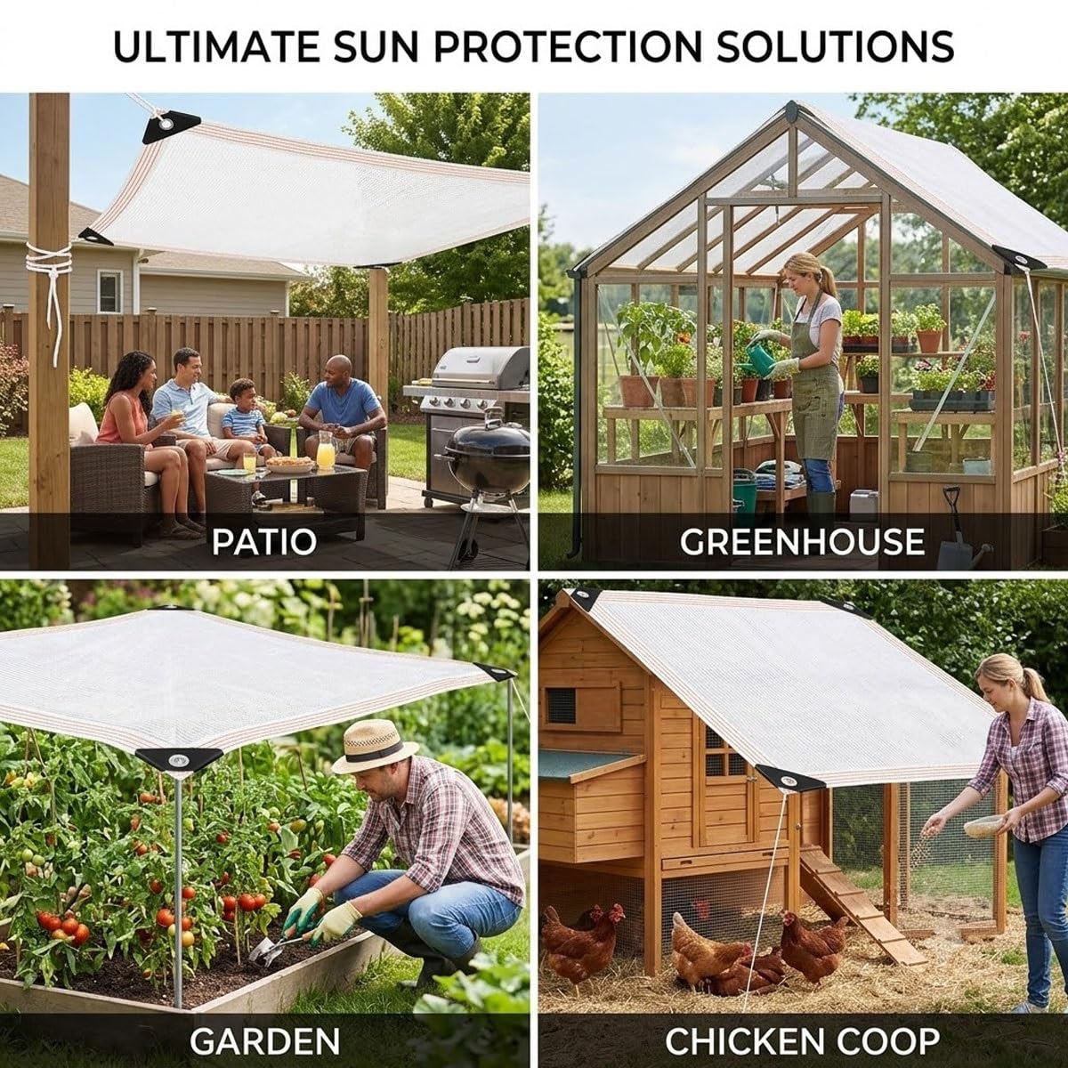 Rete Antigrandine, 50% Rete Ombreggiante Esterno, Bianco Telo Ombreggiante con Occhielli, Traspirante Vela da Sole per Orto Balcone Serra Giardino Hdpe Tenda da Ombra 3x4 5x5 6x10(3x5m)