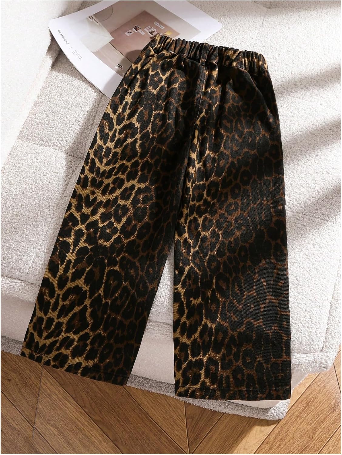 GORGLITTER Girl's Polka Dots Jeans Baggy Straight Wide Leg Denim Pants