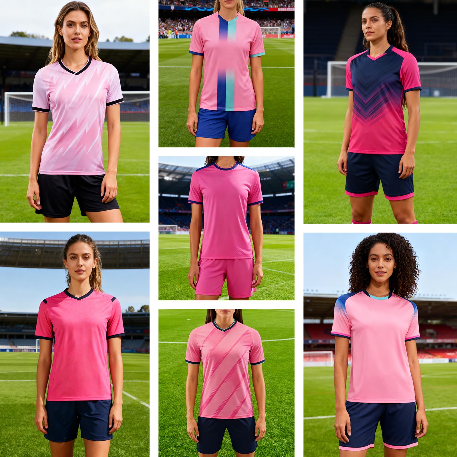 Set da Calcio Rosa Personalizzabili, Maglie da Calcio Personalizzate per Adulti e Bambini, Regali Personalizzati