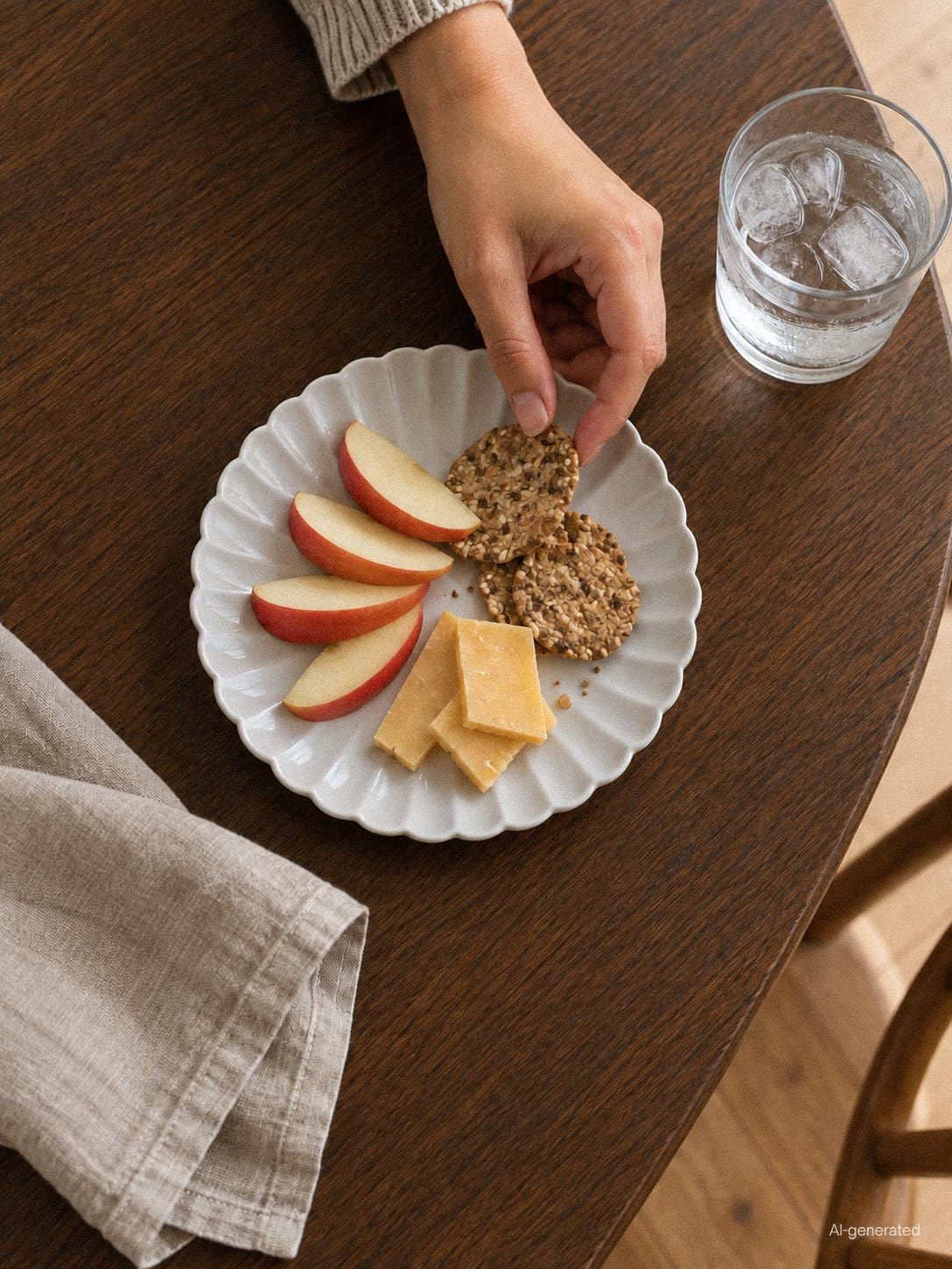 WENSHUO Daisy Plates Set of 6, 6.7 in Breakfast Plates, Creamy Beige