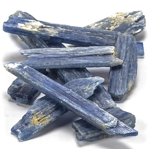 KALIFANO Kyanite Blade Bundle (500+ Carats) with Healing & Calming Effects - High Energy Reiki Crystal Used for Meditation and Tranquility (Information Card Included)