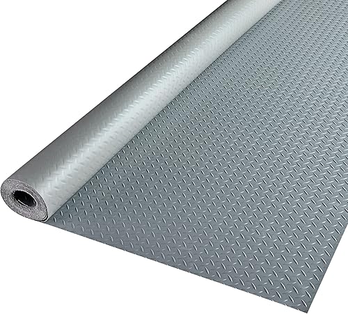 Miniatura 10 de Yescom Tapete de piso de garaje, rollo de diamante para automóvil, protección de remolque, PVC gris, 9 x 4 pies, cubierta de bricolaje para debajo