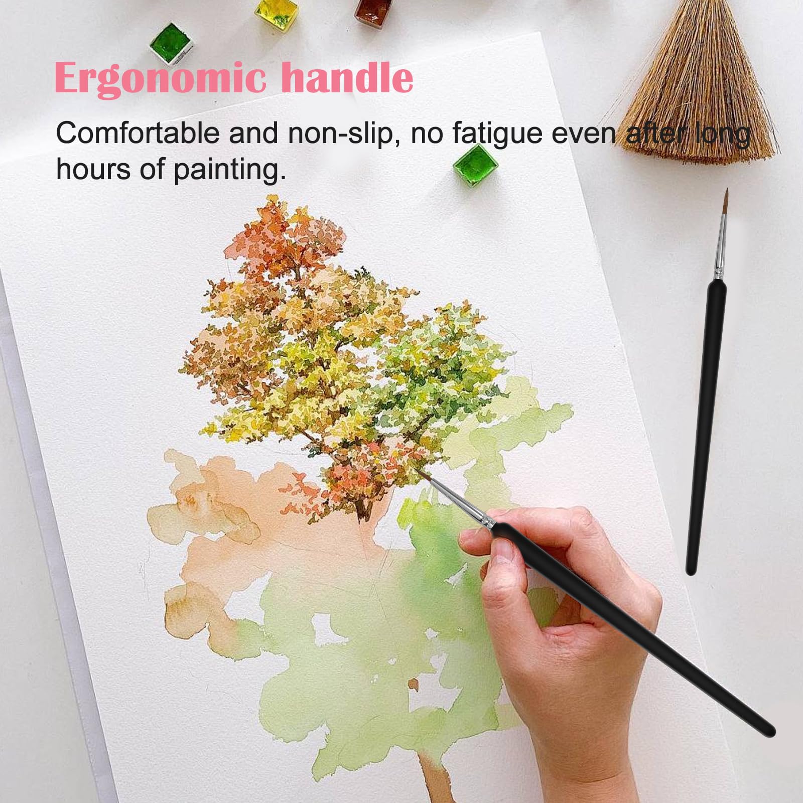 Lot De 10 Pinceaux Fins Pour Peinture - Numérotés 000 à 7 - Pour Acrylique, Aquarelle Et Détails