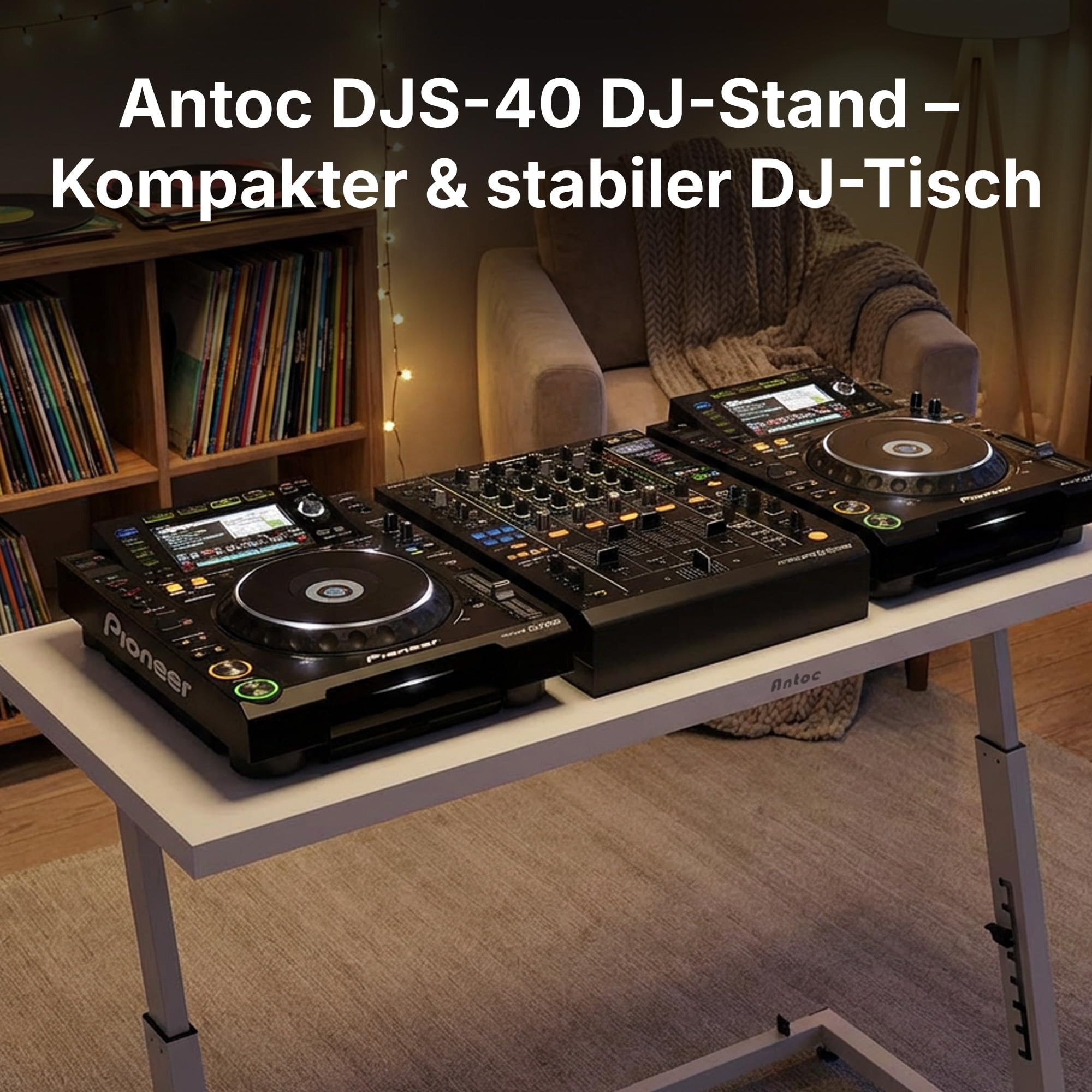 Antoc DJ-Stand DJS-40 - White - Portable DJ-Pult mit Platz für ein ganzes DJ-Setup