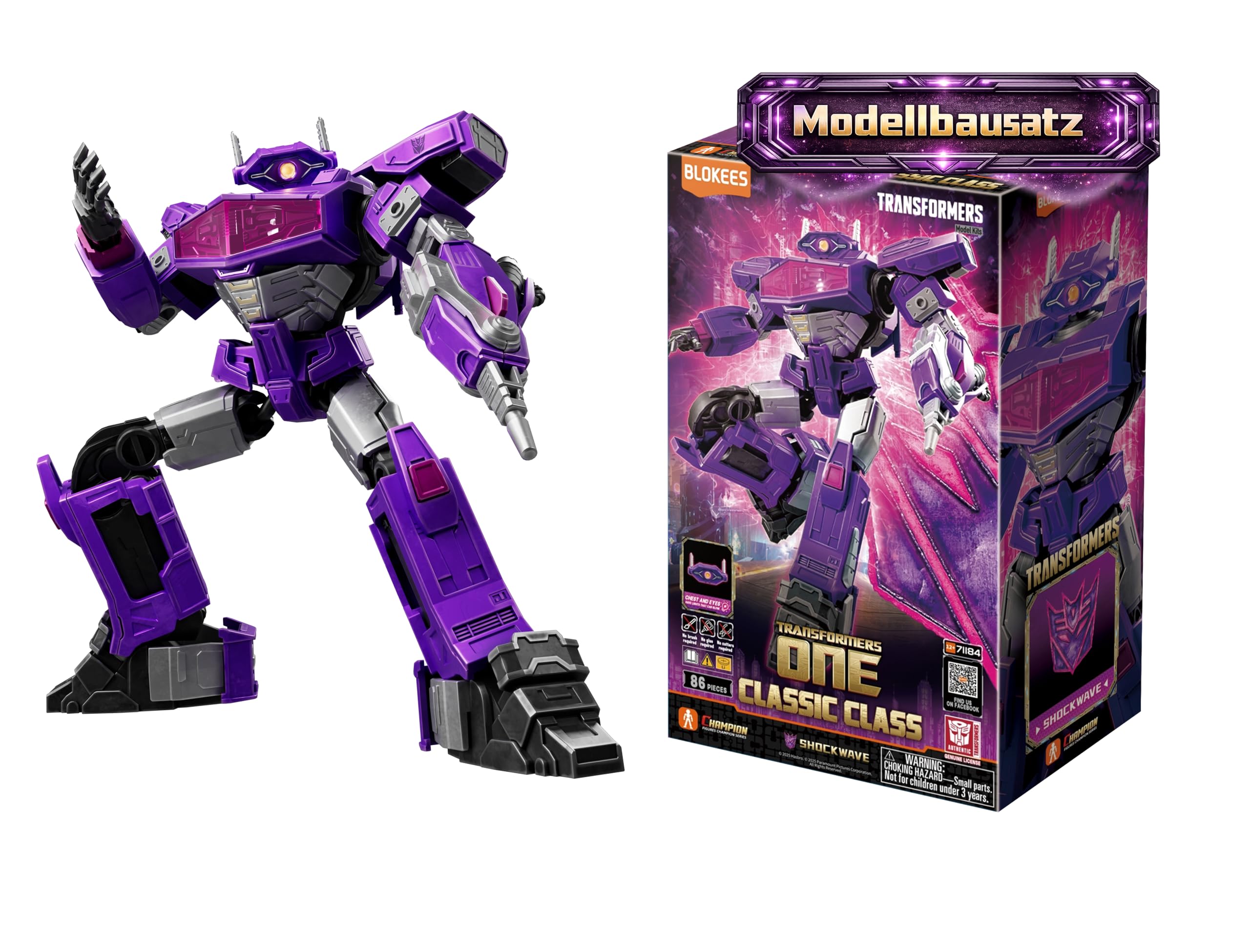 BLOKEES Transformers Shockwave 18, kit de modèle pour Enfants à partir de 12 Ans, Robot de 12,5 cm avec Fonction Lumineuse, 20 éléments Mobiles, système d'emboîtement sans Colle, Accessoires et