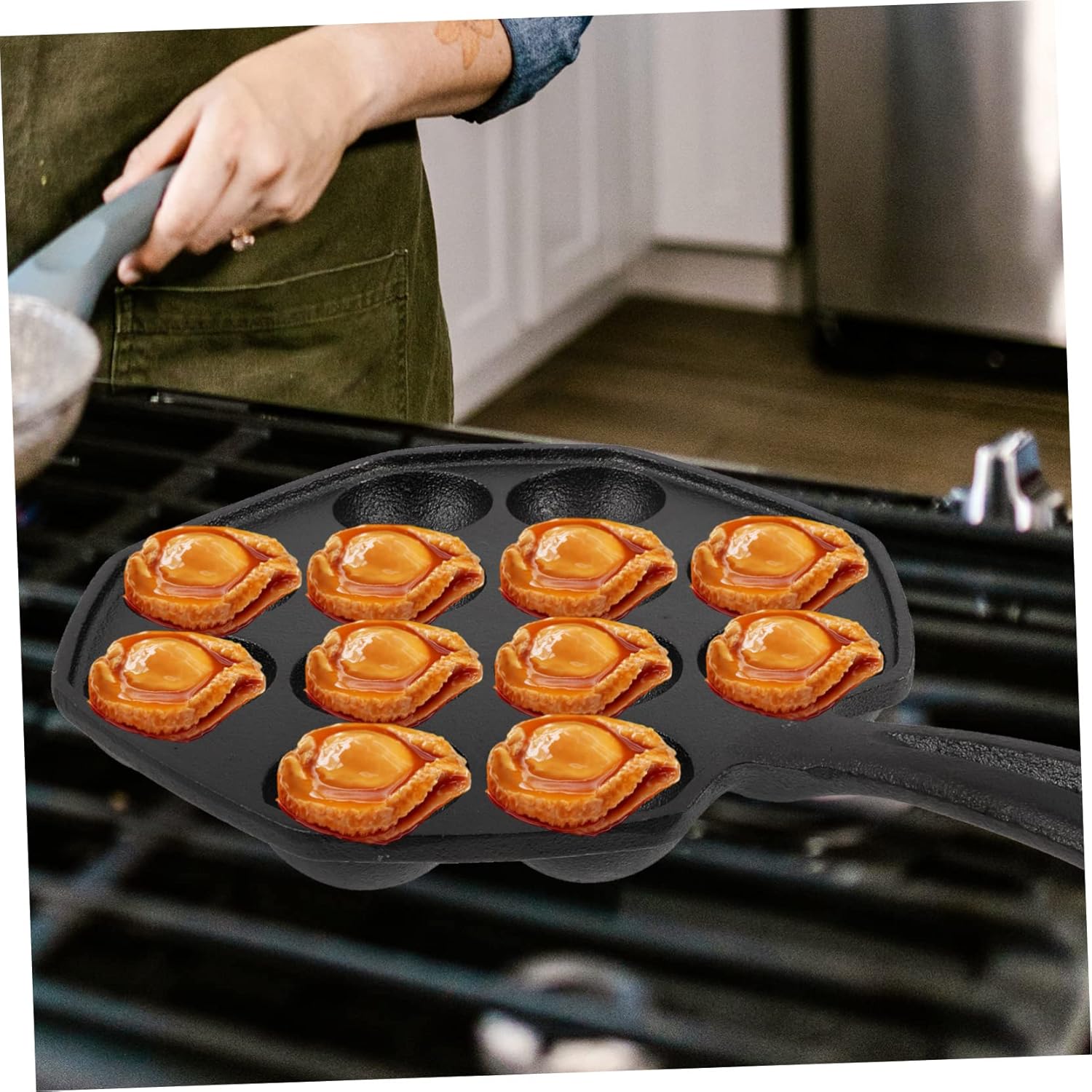 OUNONA Heavy-Duty Cast Iron Snail Baking Dish Set 12-Hole Design for Escargot and Seafood for BBQ and Kitchen Use