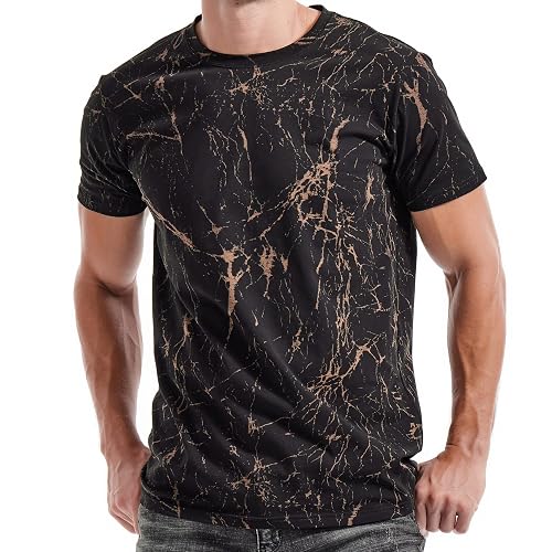 RONOMO Men's Round Neck Short Sleeved T-Shirt | Medium Elasticity | Soft and Breathable | Pre Shrunk Treatment| - XL - Sh Black
