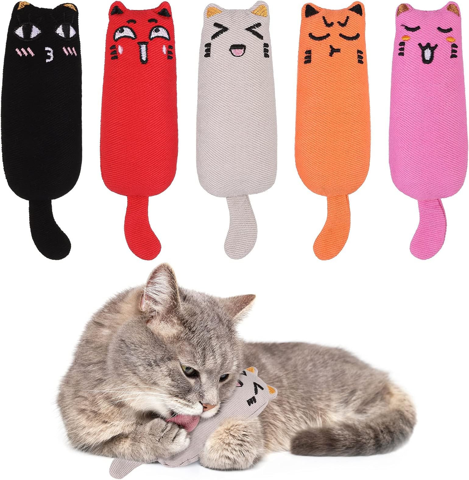 ADAKEL 5 Pieces Cat Catnip Toy Cat Chew Toy for Pet Cat Playing Chewing Teeth Cleaning