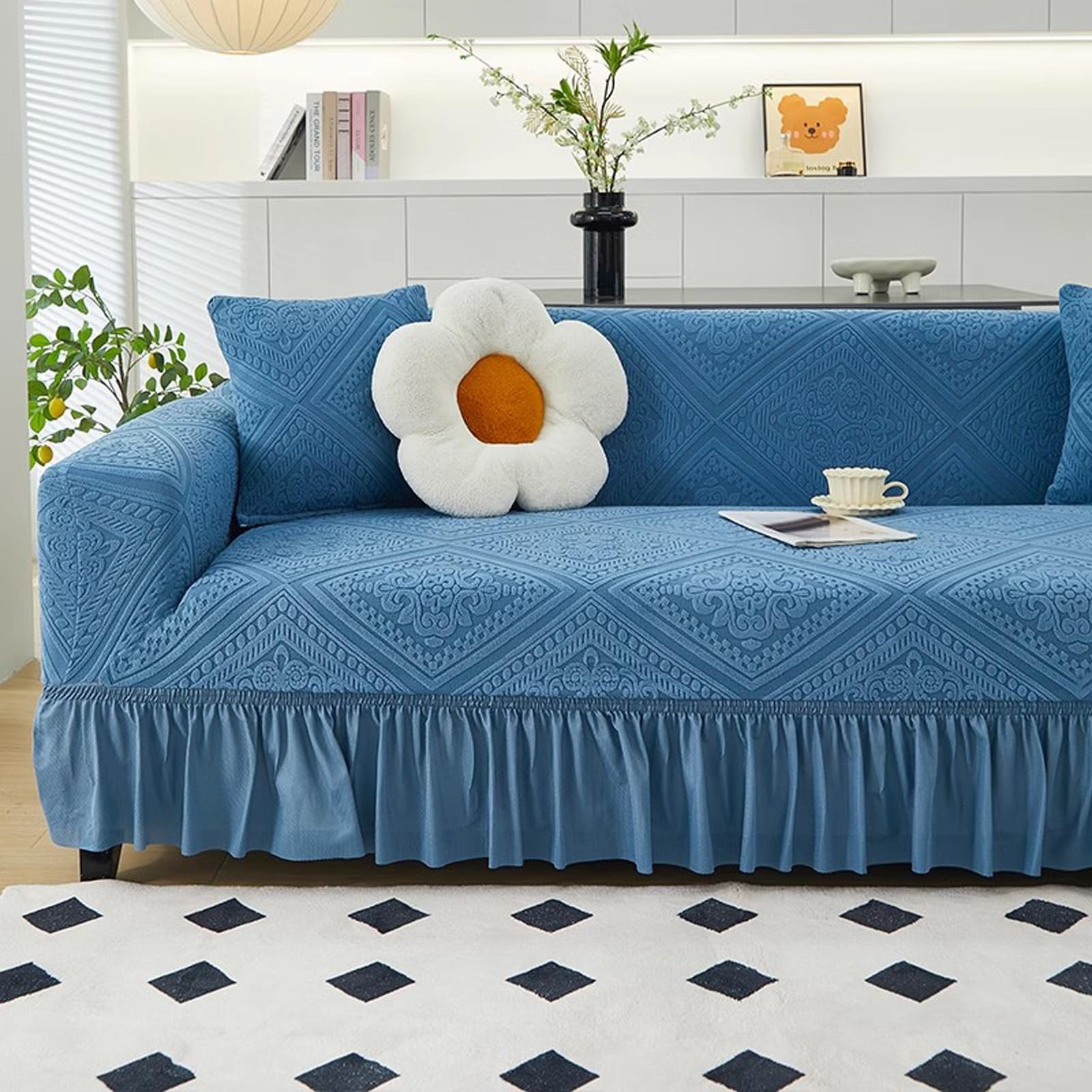 Housses de coussin de canapé antidérapante et extensible en velours doux