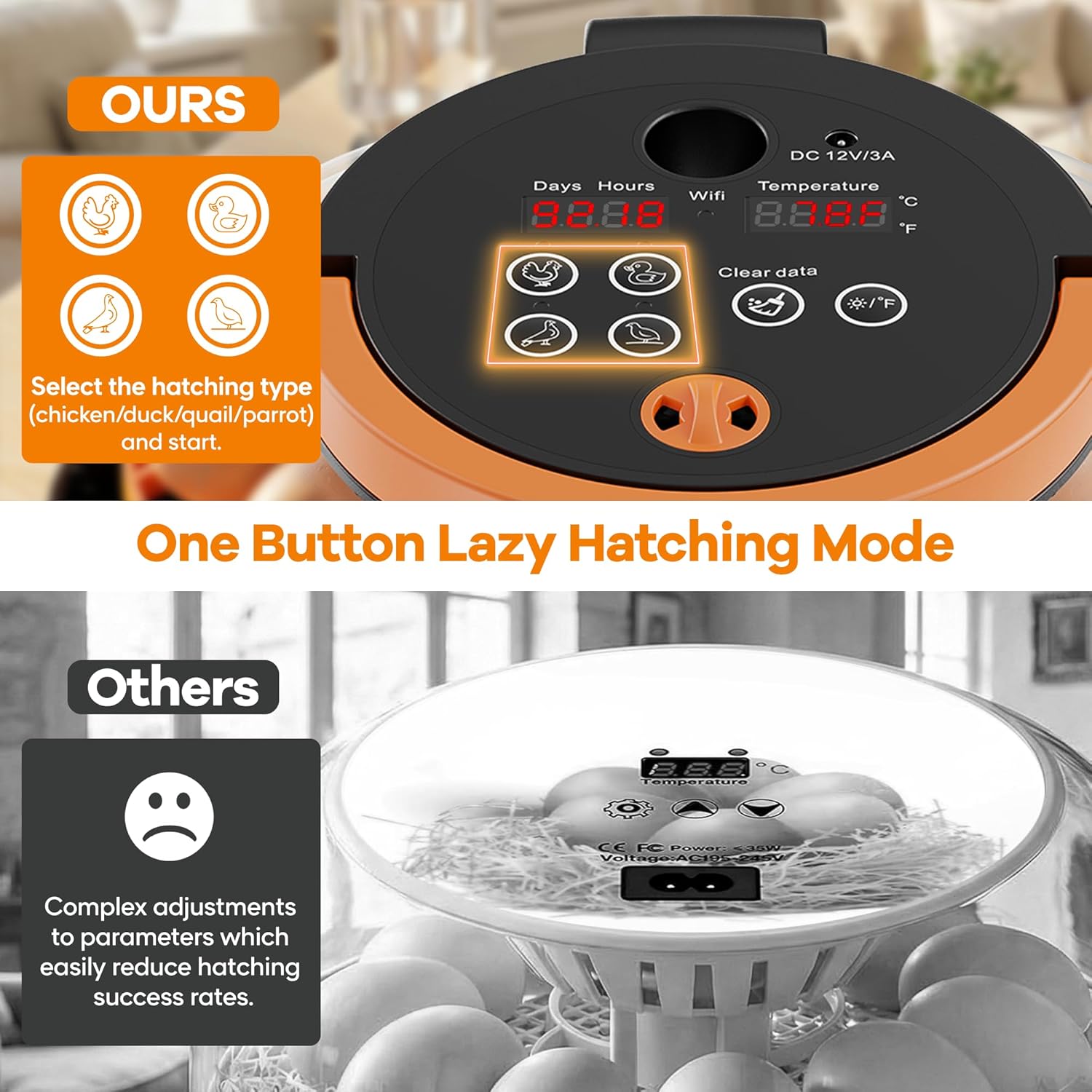 WiFi Egg Incubator with 1080P Camera, App Control, Automatic Turning & Water Filler for Hatching Eggs with Candler, Smart Incubator for 6-12 Chicken, Quail, Pigeon Eggs