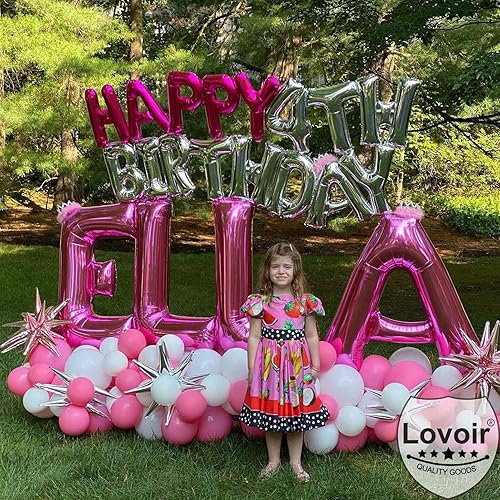 Miniatura 4 de Lovoir Globos grandes de 40 pulgadas de color rosa intenso de la letra N de gran tamaño, globo de helio de aluminio de Mylar para decoración de