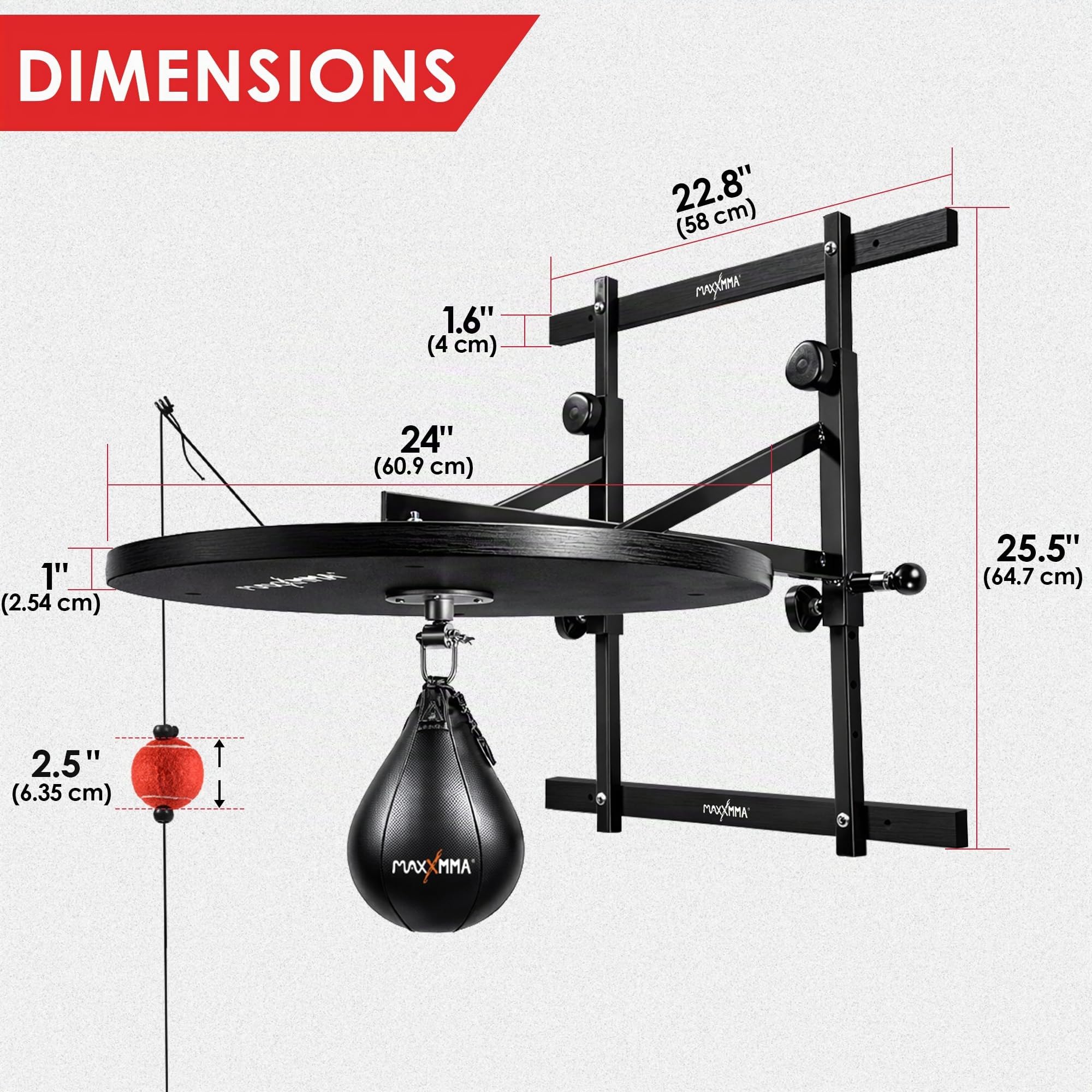 MaxxMMA Plate-forme réglable pour sac lourd + balle de réaction