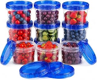 Freezer Storage Containers, 16oz Plastic Food Containers 10 Pack | BPA-free reusable containers, airtight lids, stackable design, microwave freezer dishwasher safe