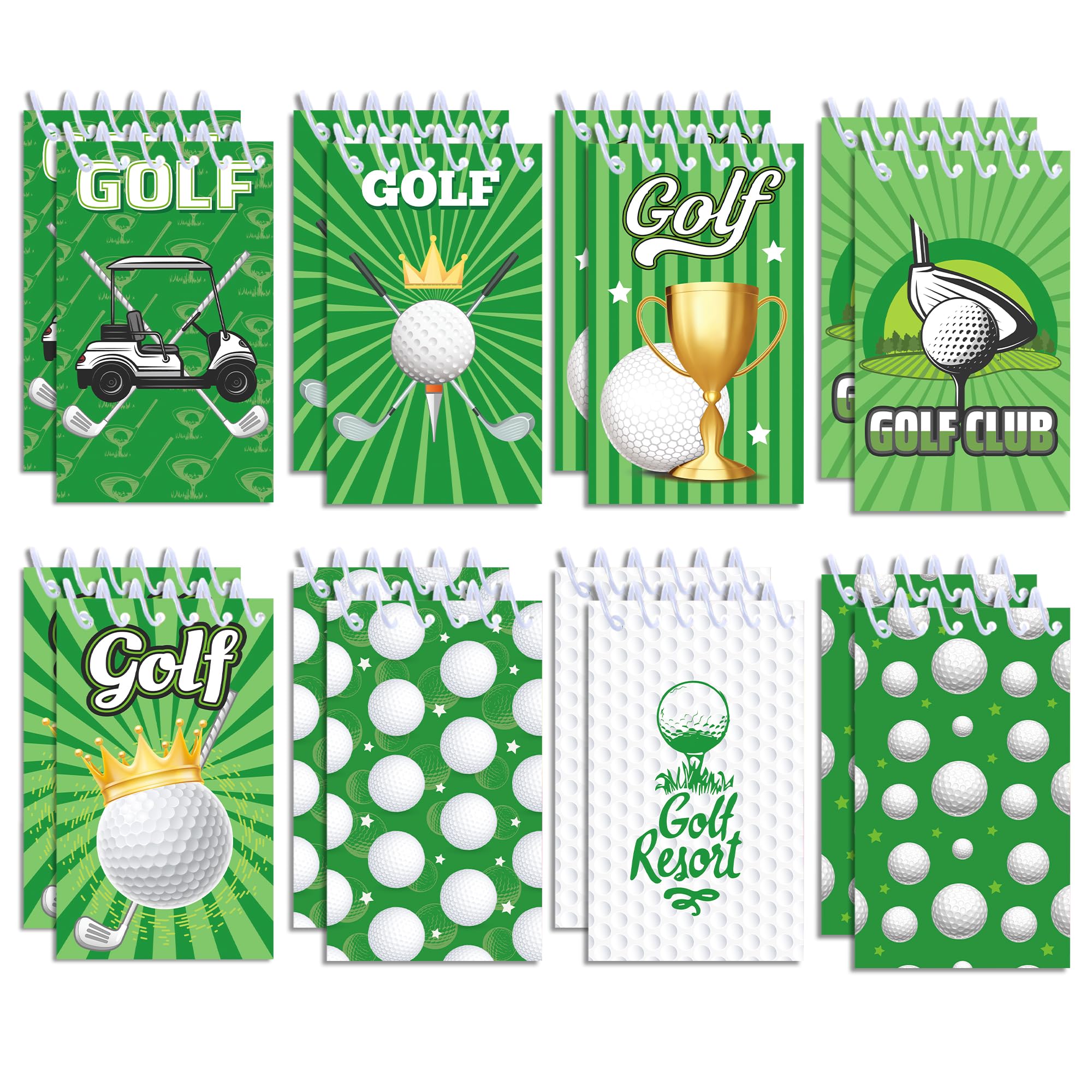 littkeef cliaet 24 Pcs Mini Golf Themed Notepads Sports Ball Party Favors Sports Ball Spiral Pocket Notepads Goodie Bag Stuffers Notepads Spiral Mini