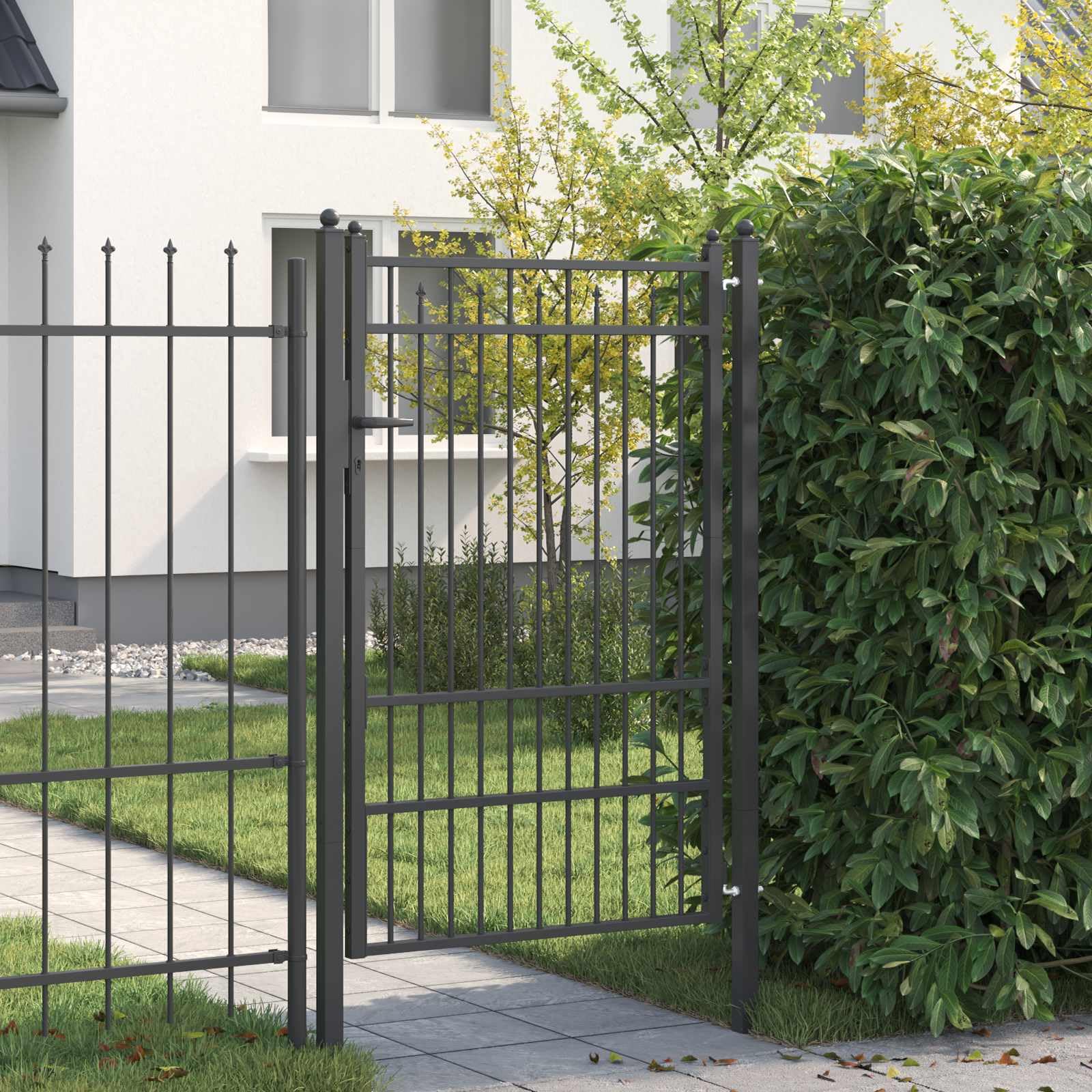 vidaXL Puerta de Cerca Horst 100 x 150 cm Metal Negro con Cerradura, Puerta Moderna, Seguridad en el Patio, solución de Entrada, cercado Exterior y Acceso a tu Propiedad
