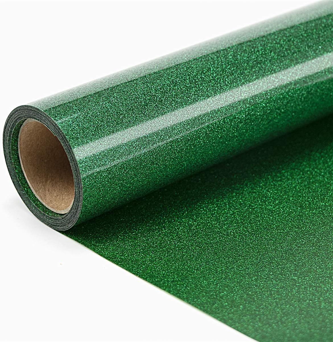 JANDJPACKAGING Green Glitter Heat Transfer Vinyl HTV Roll 10in x 10ft, Green Glitter HTV Vinyl Compatible with Silhouette Cameo & Cricut