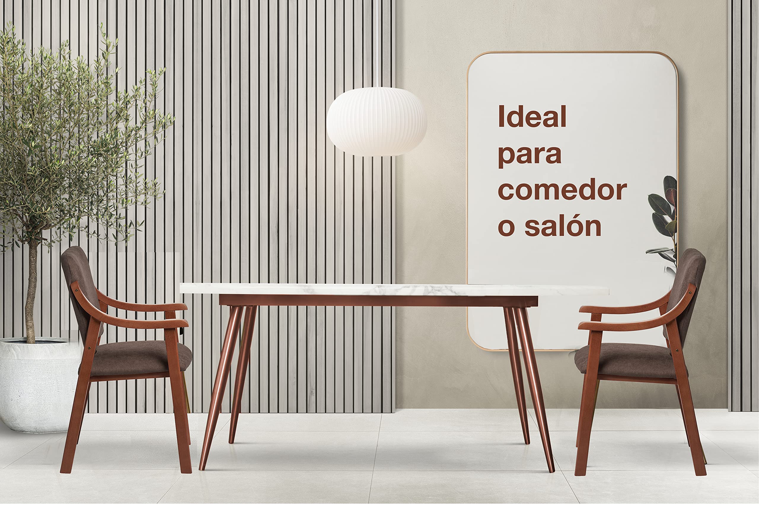 Abuelo A Gusto- Silla Comedor con Brazos de Madera en Cerezo. Tela Antimanchas (Medidas: 86x54x54 cm). Especial Personas Mayores, Espalda Recta. (Marrón)