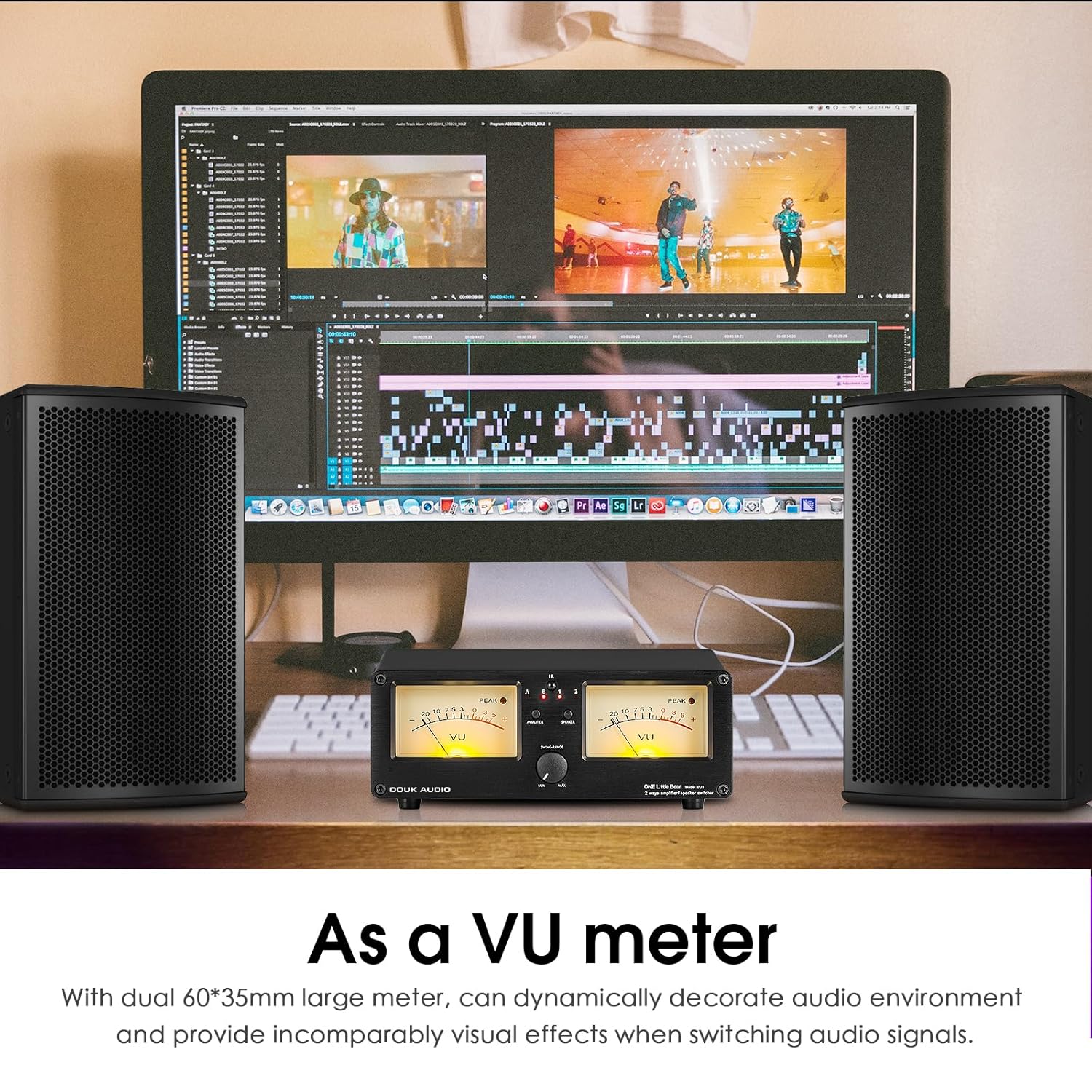 Douk Audio VU3 in use as a VU meter with a computer audio setup