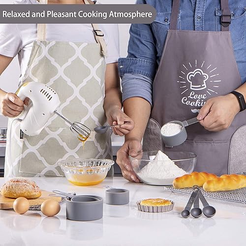 Miniatura 7 de Huygens - Juego de tazas y cucharas medidoras de 10 piezas, tazas medidoras apilables con mango de acero inoxidable para medir ingredientes secos