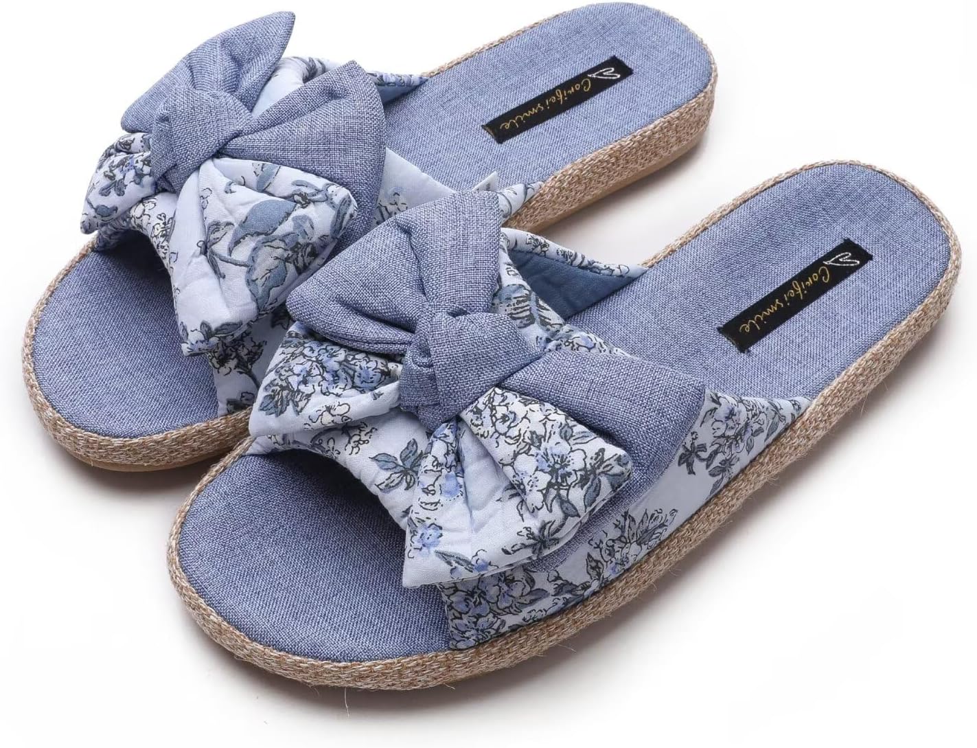 Bow Slippers for Women Open Toe with Low Arch Support