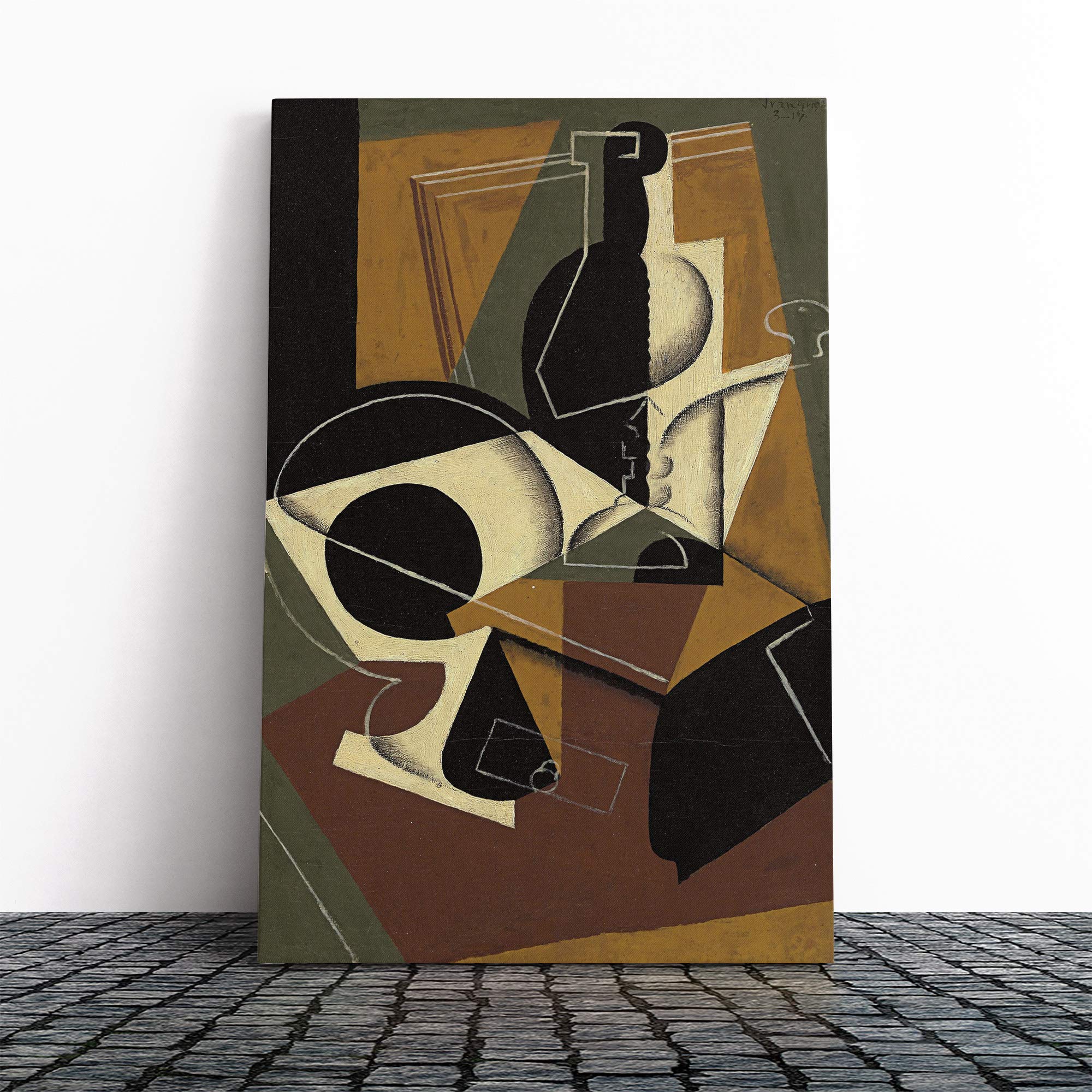 Juan Gris Cafe Moulin Canvas Print | Gallery Wrapped 30mm Frame Wall Art | 20x14 inches | Ready to Hang | Modern Picture | Living Room Bedroom Lounge Office