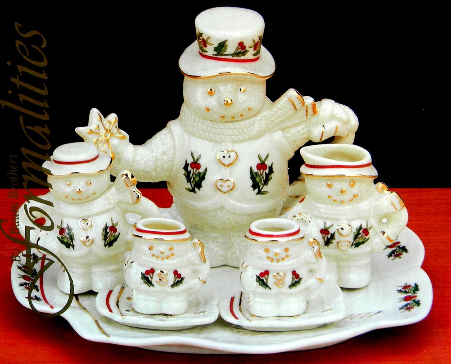 Baum Brother Formalities Snowman Ivory Gold10 Piece Mini