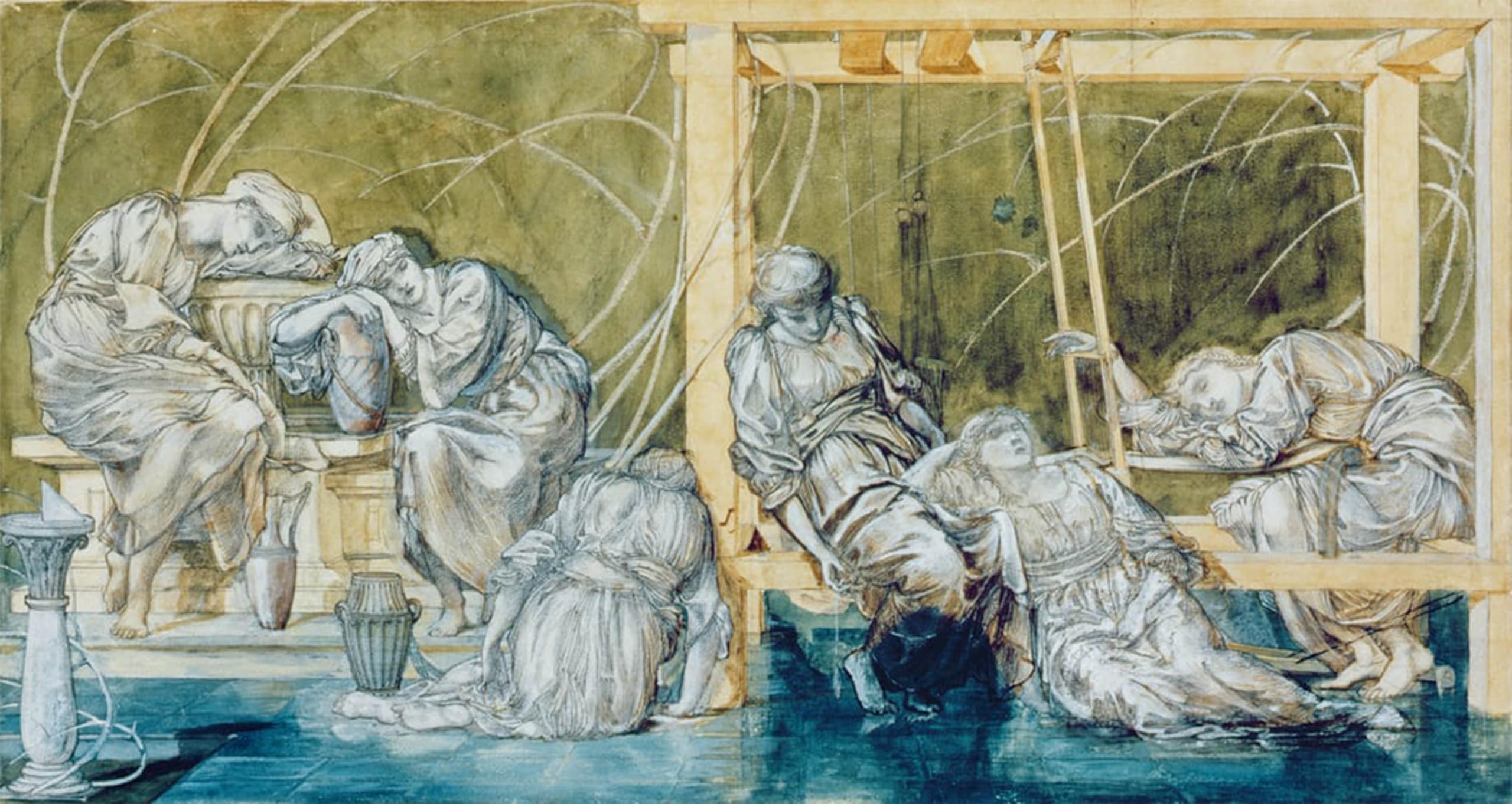 ARTXLXXBN Famous Art Print Poster Vintage Wall Art Study for the Garden Court From the Briar Rose Series by Edward Burne Jones Canvas Art Poster for Home Decor 60x90cm