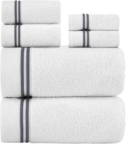 Miniatura 7 de Chic Home Juego de 6 toallas prémium de 6 piezas, 100% algodón turco puro, 2 toallas de baño, 2 toallas de mano, 2 toallas pequeñas,