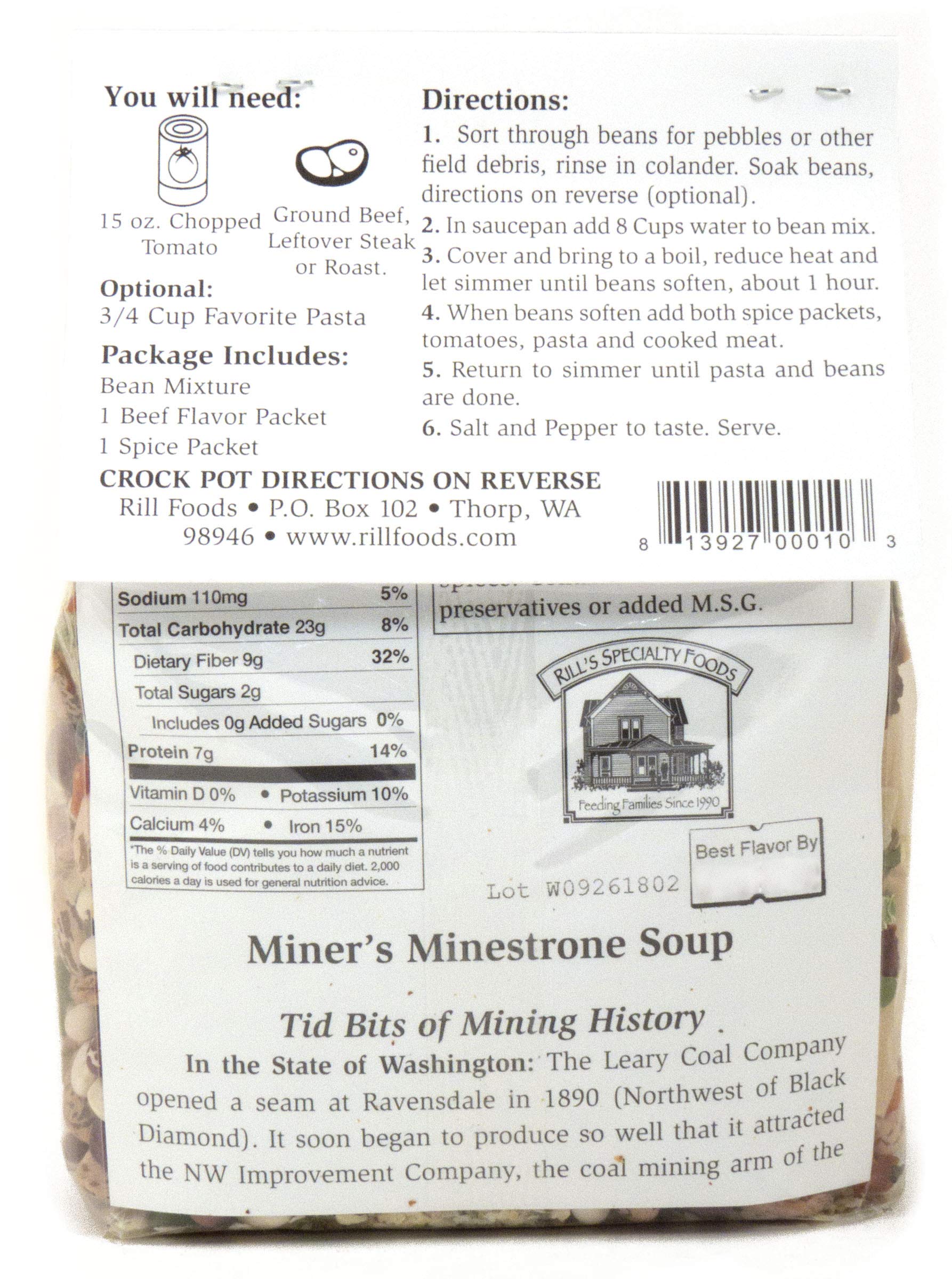 Rill Foods Miners Minestrone Soup Mix 11 oz each (2-Pack)