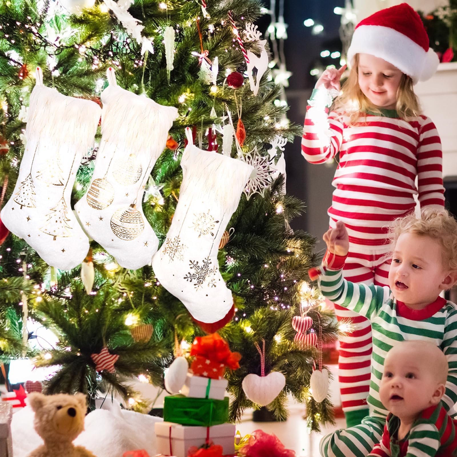 WVGVQR Chaussette De Noël Violette Pour Décoration De Noël, Sapin