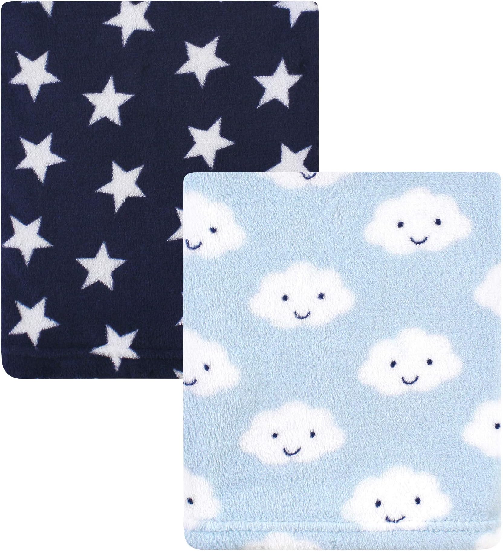 Hudson Baby Unisex Baby Silky Plush and Coral Fleece Blanket, Cloud, 30x36 inches