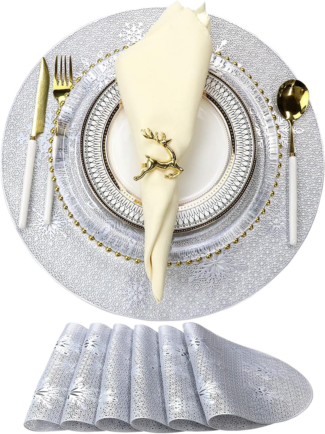 Holiday Decorative 15" Round Woven Metallic Foil Shining