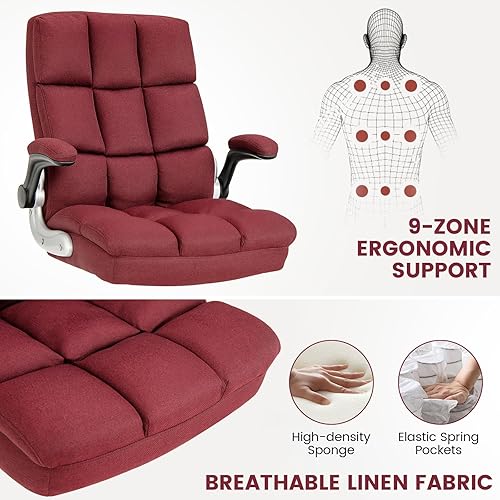Miniatura 4 de COSTWAY Silla ergonómica de oficina en casa, silla de escritorio para computadora grande y alta con respaldo ajustable de inclinación y reposabrazos