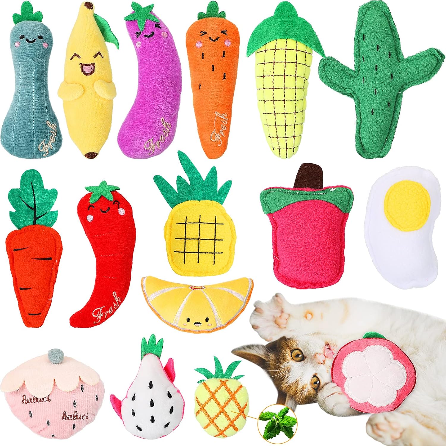 16 Pcs Catnip Toys Cat Toys for Indoor Cats Lager Size