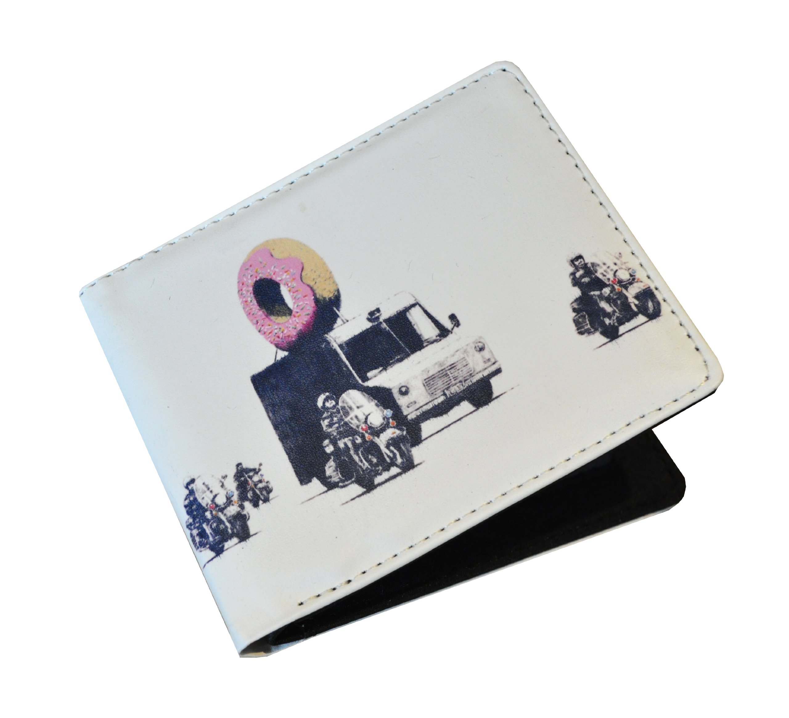 UNDERGROUND KULTURE Banksy Cops Guarding Donut Bifold Wallet Mens Womens Unisex Travel Money Cash Pocket Purse Credit ID Card Holder