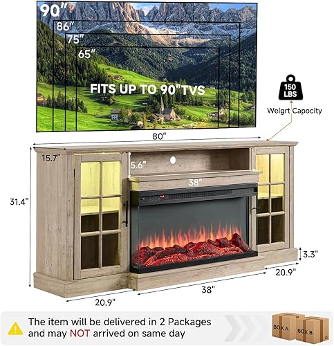 Miniatura 107 de ROCKPOINT Argus - Centro de entretenimiento, consola de almacenamiento para multimedia, TV con base (70 pulgadas), color negro Negro -,Carbón