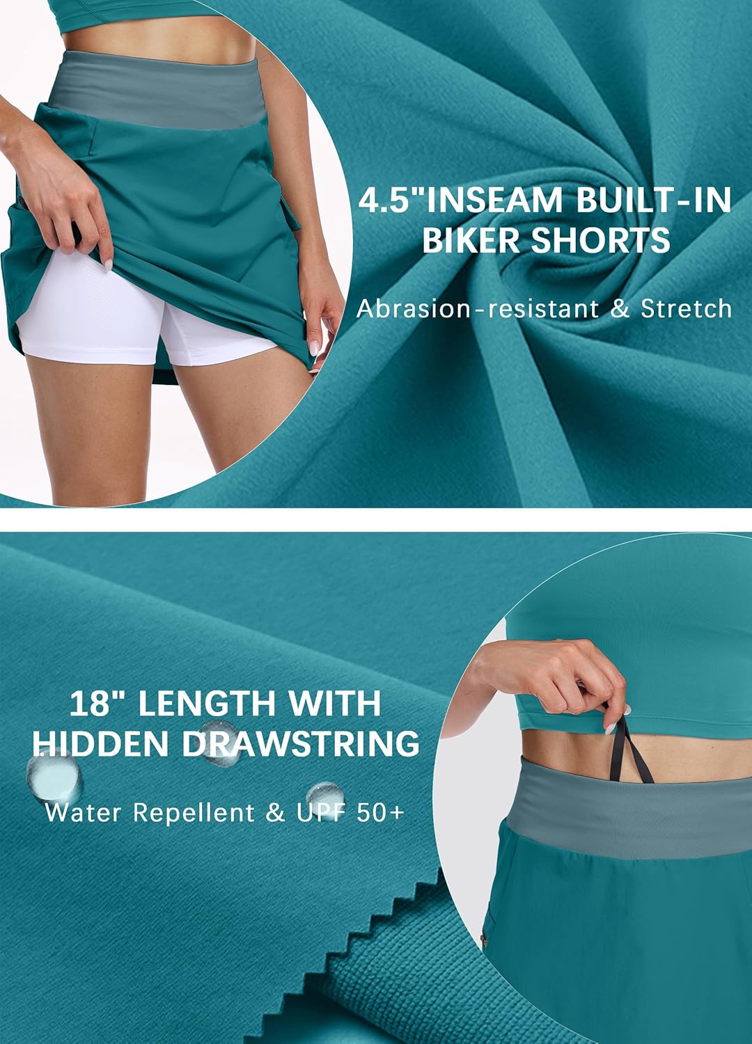 Hiverlay Women Cargo Athletic Skorts with Pockets High Waisted UPF50 Quick Dry Skirt Built-in Shorts for Tennis Golf Hiking - Image 3