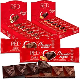 Red Delight Chocolate Variety Pack - Orange Almond Dark, Hazelnut Macadamia Bars - 0.90 oz, Pack of 24 Keto Vegan Snacks - European-Made Gourmet Treats for Gifting & Sharing