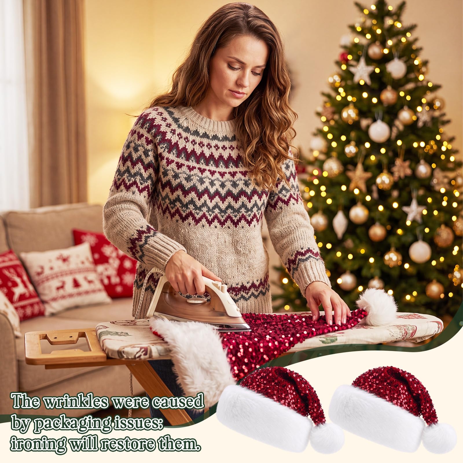 Jadive Pailletten-Weihnachtsmannmützen für Erwachsene, glitzernd, Weihnachten, Urlaub, Party, Kostüm, Hüte, Großpackung für Damen und Herren, Weihnachts-Partyzubehör