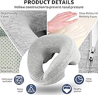 Vista 5 de Almohada de Masaje Boca Abajo con Reposacabezas para Cama, Almohada para Dormir Boca Abajo, Soporte Facial, Almohada BBL Después de Cirugía, Equipo