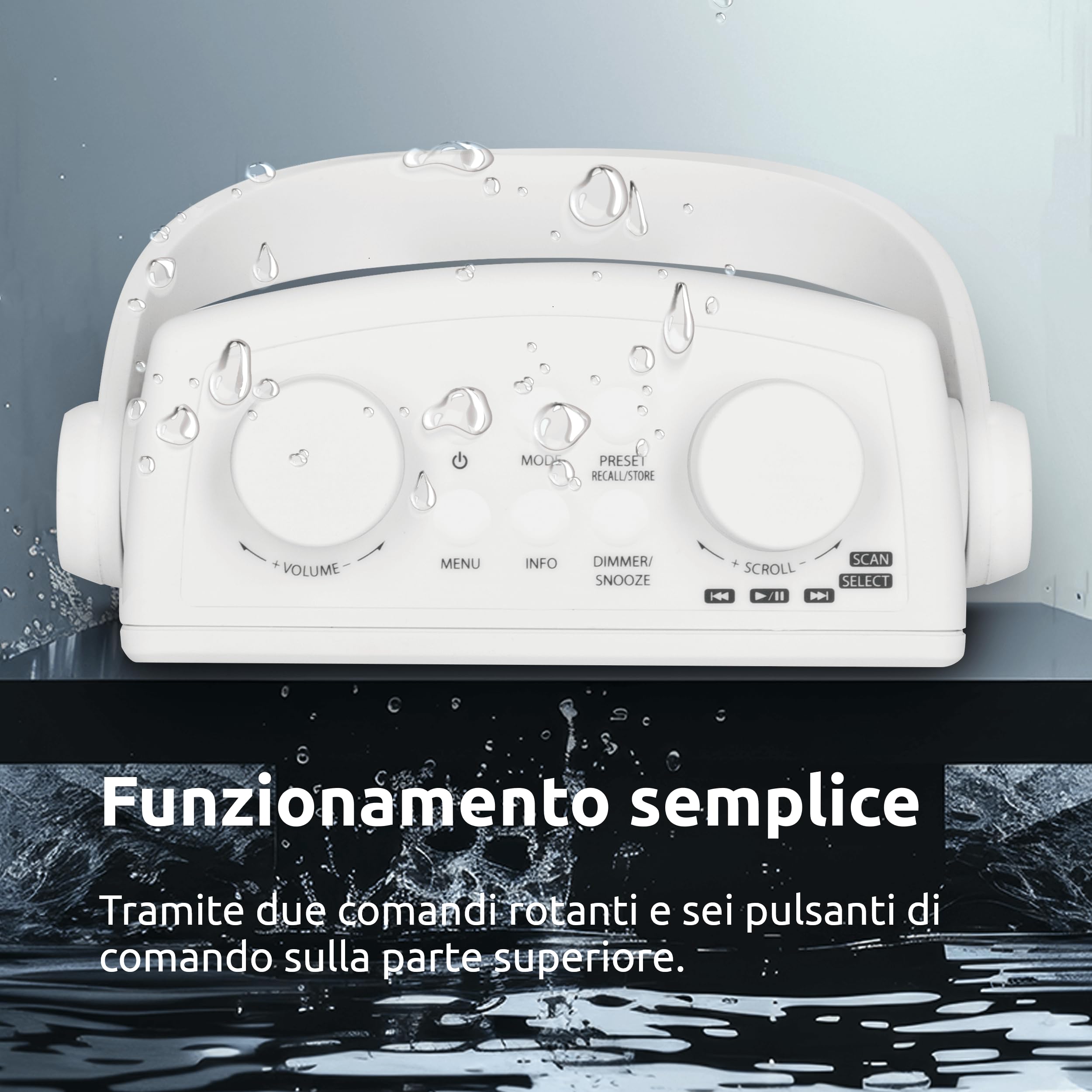 TechniSat DIGITRADIO 30 Radio da doccia impermeabile DAB+ DAB FM Bluetooth IPX5 bianco