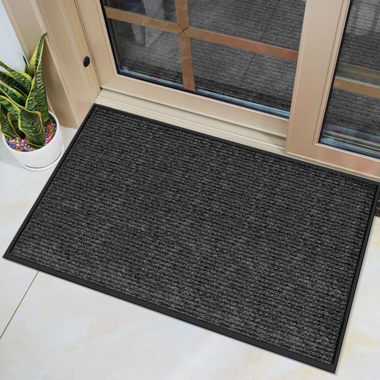 Vicwe Indoor Outdoor Door Mat, 2'x3'Heavy Duty Front Door Mat, Non-Slip Washable Doormats Entrance Mats, Dirt Resistant and Absorbent Doormat,